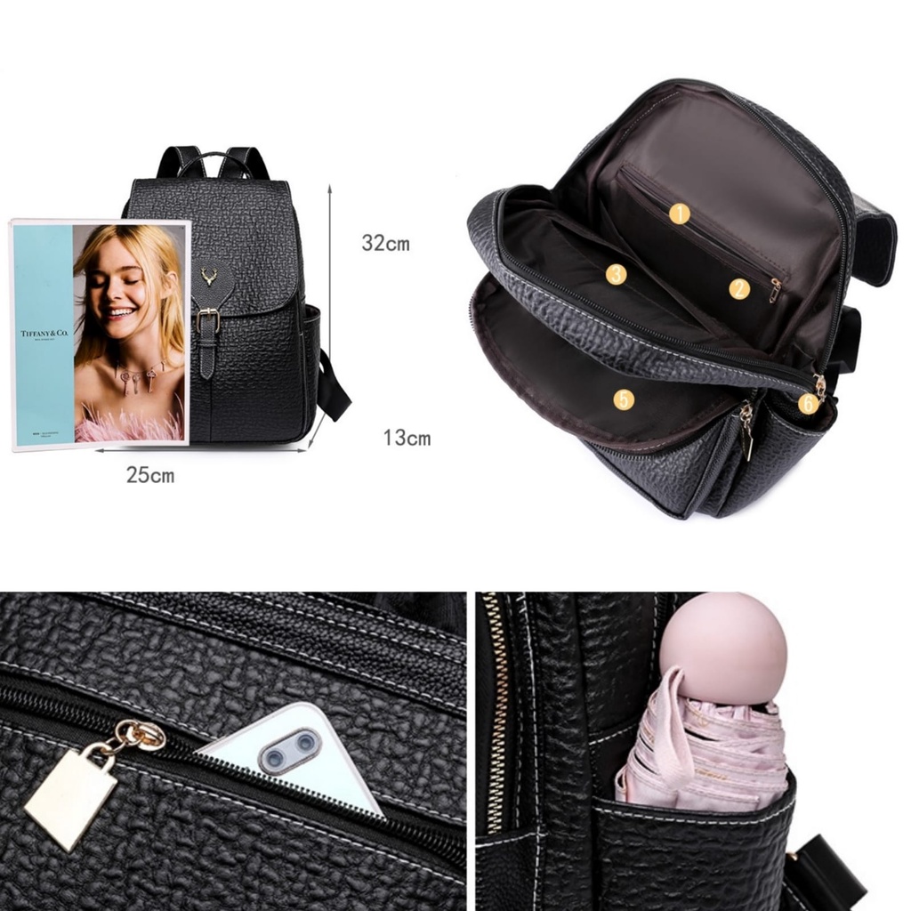 TAS RANSEL WANITA KULIT PREMIUM HITAM BRASSY TA538B5 BACKPACK KOREA PUNGGUNG CEWEK KEKINIAN SEKOLAH KULIAH PREMIUM KERJA BATAM REMAJA GENDONG BRANDED MURAH SIMPLE