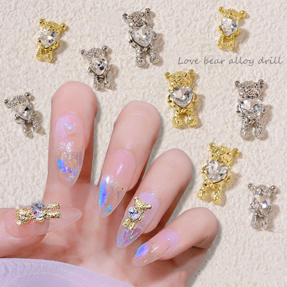 Mxbeauty Bear Nail Art Perhiasan Alloy Lucu Logam Berlian Perhiasan Indah DIY Dekorasi Nail Art