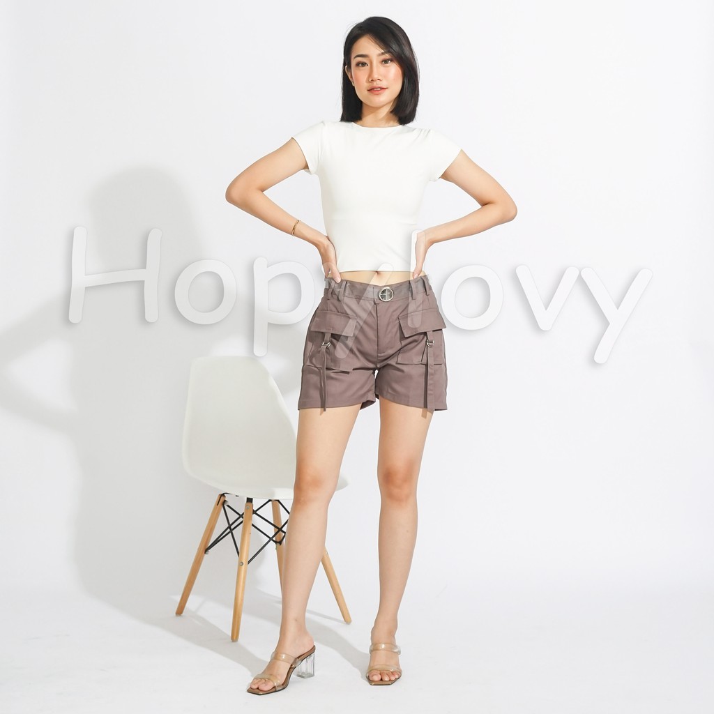 HOPYLOVY Hotpants Celana Pendek Wanita Kekinian Bahan Katun Raqila