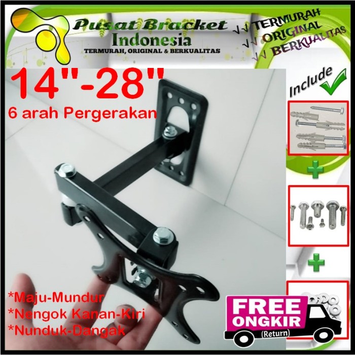 Bracket Tv Monitor Lengan 14&quot; s/d 28&quot; 6 arah Fleksible PBI.SWK1-006