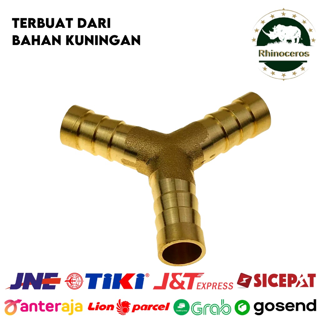 Sambungan Selang Gas Kuningan Y 3/8&quot; Neple Kuningan Cabang 3 10mm