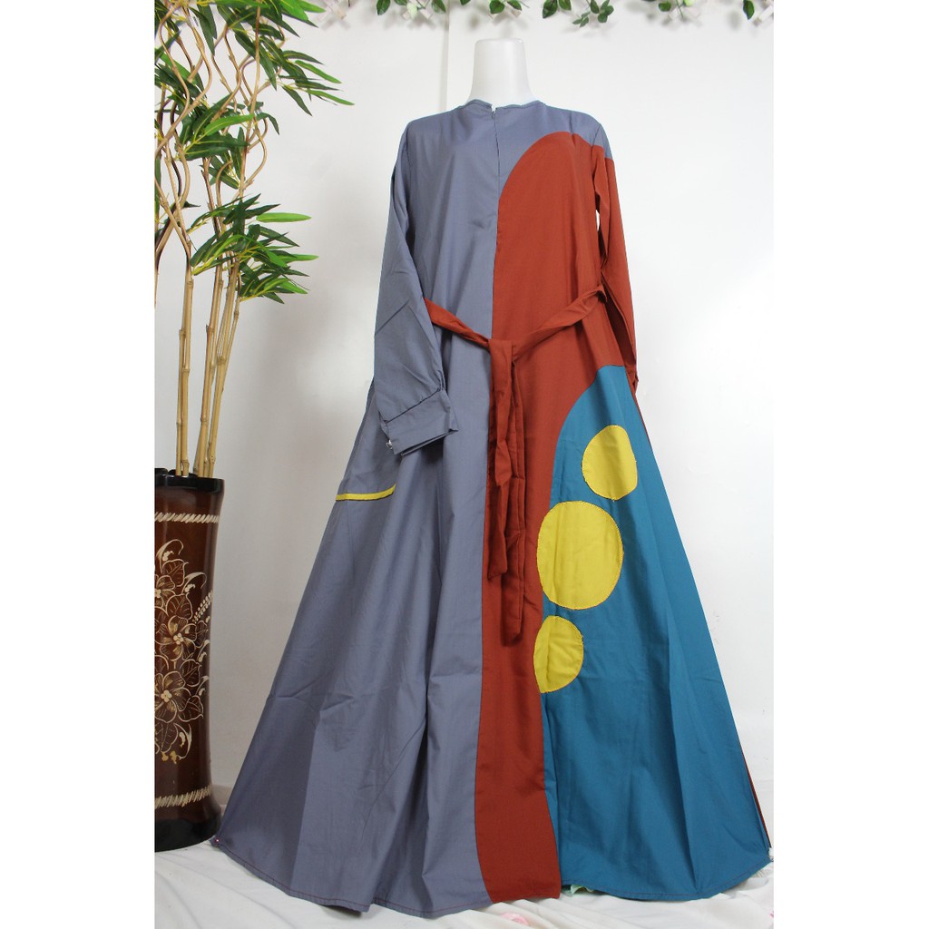 Gamis Ninos toyobo Nino ASSYAFA cyrcle 3 baju muslim polkadot wanita terbaru tuyobo fodu XL