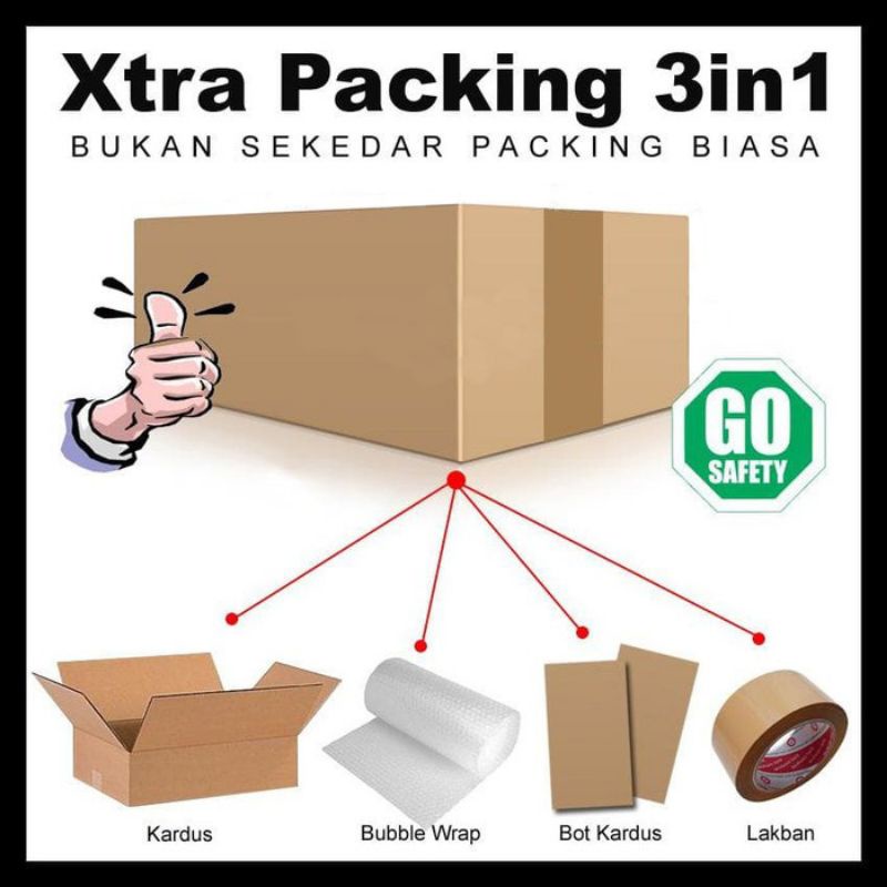 

3in1 EXTRA PACKING ( KOTAK + BUBBLE WRAP + SEAL )