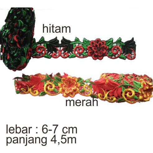 ROLL Renda Bordir Meteran Motif Pelangi TEMPEL Aksesoris ROLL Renda Bordir Meteran Motif Pelangi TEMPEL Aksesoris