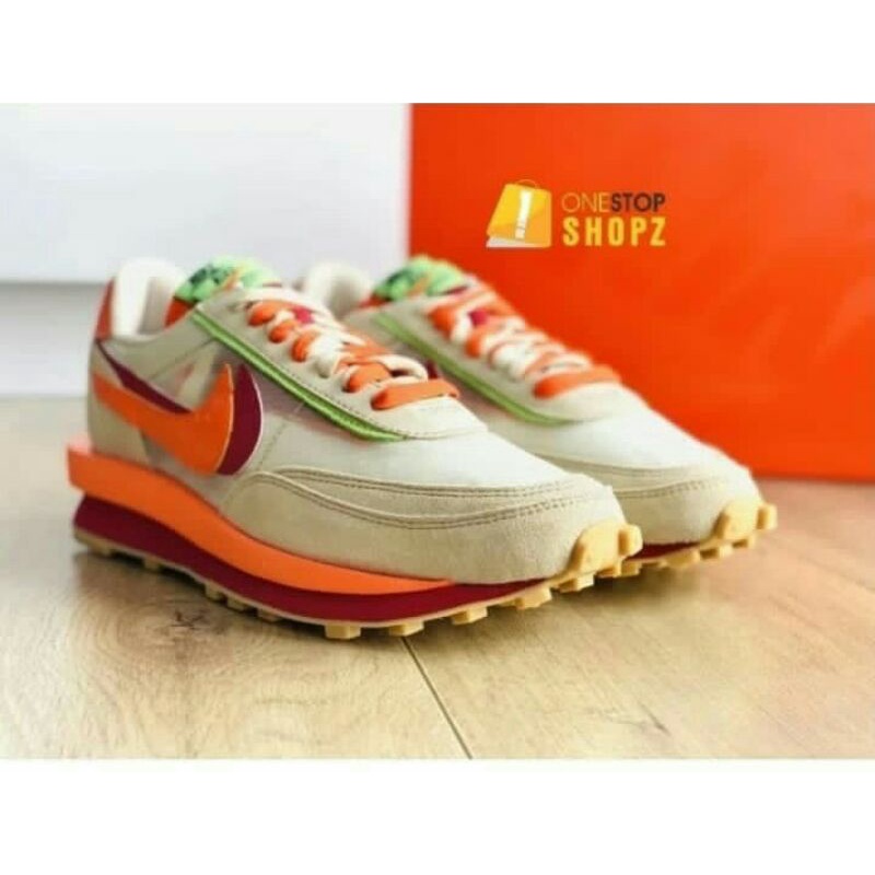 NIKE X SACAI X CLOT LD WAFFLE ORANGE BLAZE SNEAKERS ORIGINAL OSS