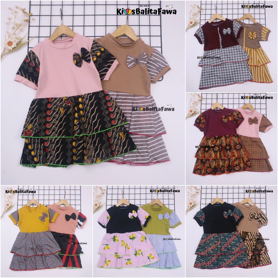 Dress Emma Lengan Size 1-4 Tahun / Dres Anak Perempuan Lengan Pita Baju Harian Pesta Fashion Kids