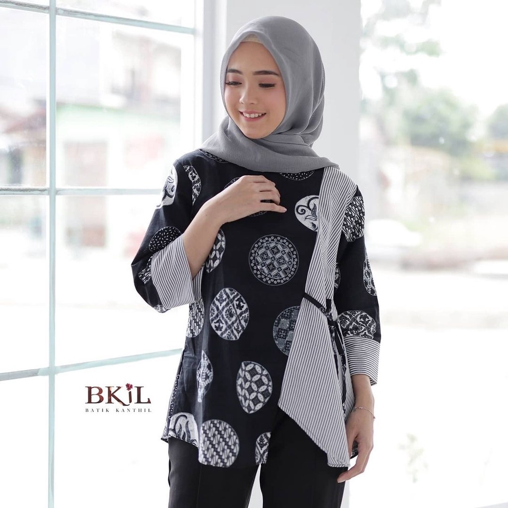 tey-17 Batik wanita ASJ SA HRB026 Kenongo Kemeja Tosca Pendek-1