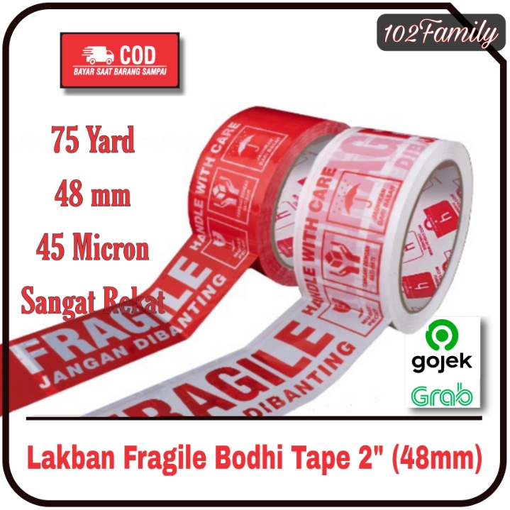 

Lakban Fragile Handle with care jangan dibanting mudah pecah belah 2" 48 mm Sangat rekat