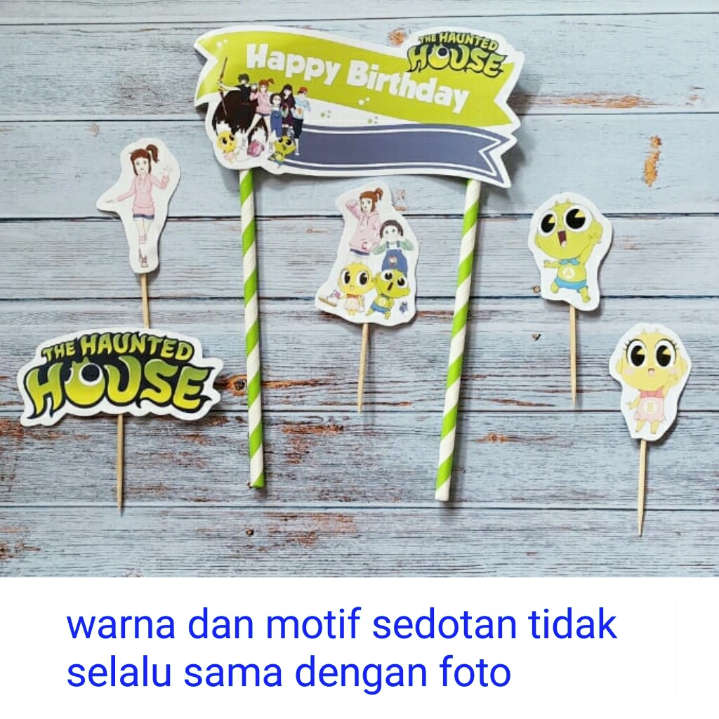 satu set cake topper hiasan kue ulang tahun karakter Shinbi The Haunted House