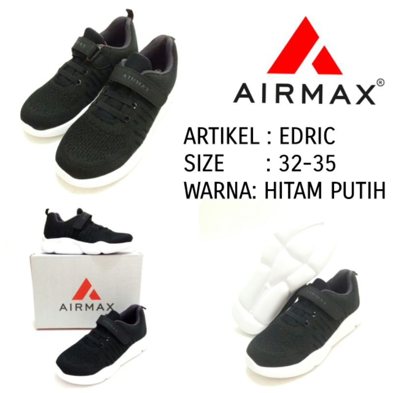 SEPATU SEKOLAH ANAK HITAM PUTIH BY AIRMAX EDRIC 32-35