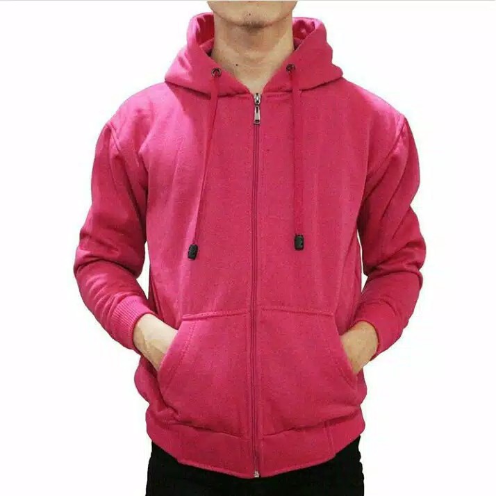 Bisa (COD) Hoodie Jaket Ziper Hoodie Jumper Polos Pria/wanita Bahan Tebal