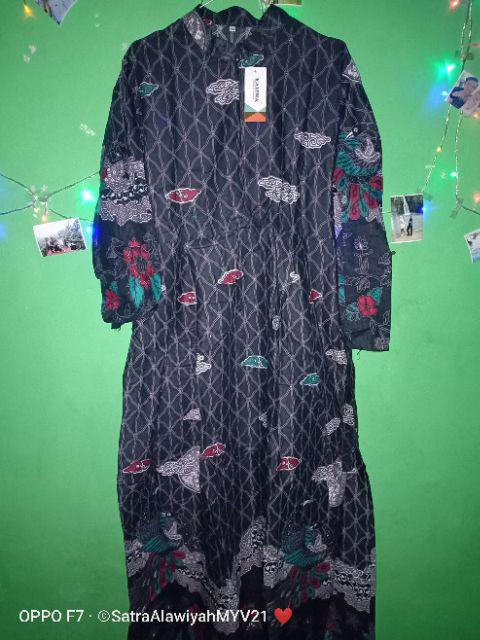 Baju Batik Couple Gamis Jumbo Murah Pasangan Modern Muslim  | Klyn - 041 Cg Mega Merak Coklat