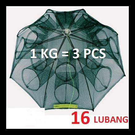 Payung Bubu Jaring Jebakan Perangkap Udang Ikan Kepiting Model Payung 16 Lubang
