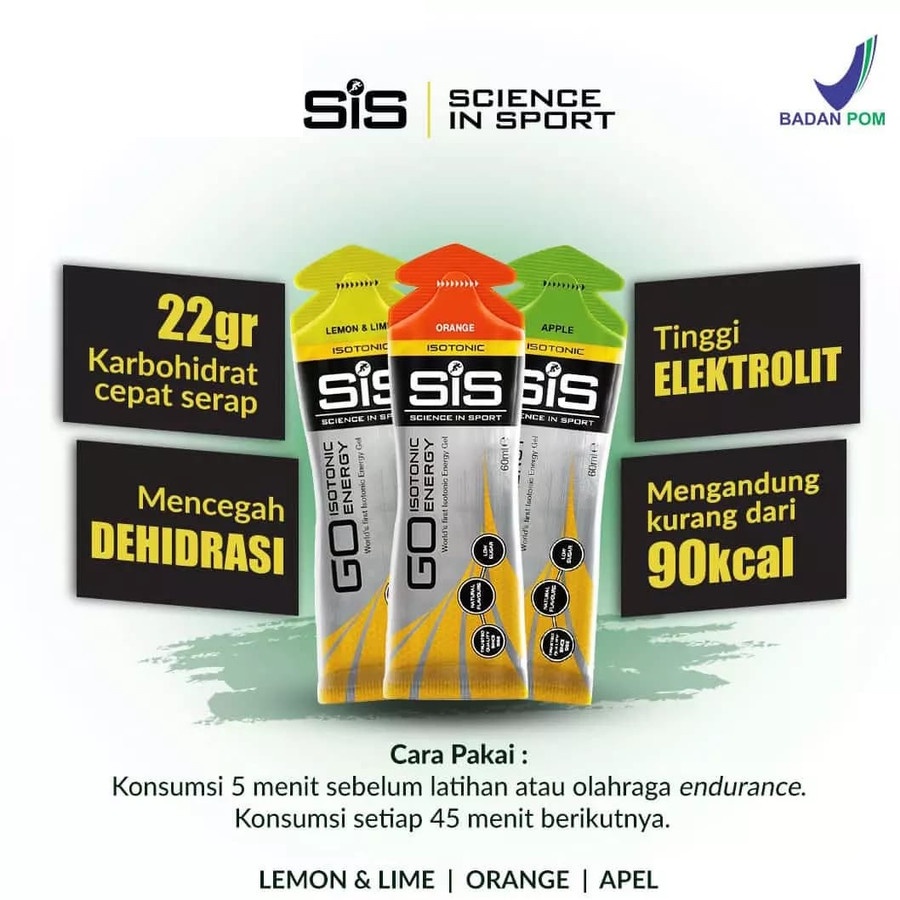 SIS GO ENERGY GEL APPLE ISOTONIC TENAGA LARI SEPEDA OLAHRAGA GU STAMINA