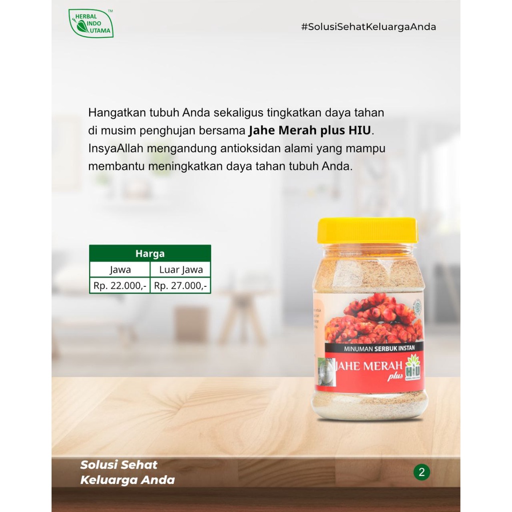 

HIU Jahe Merah Plus Minuman Serbuk Instan - Herbal Indo Utama