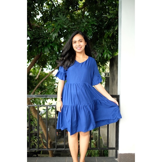 Emma Dress Ruffle Basic Midi Rayon