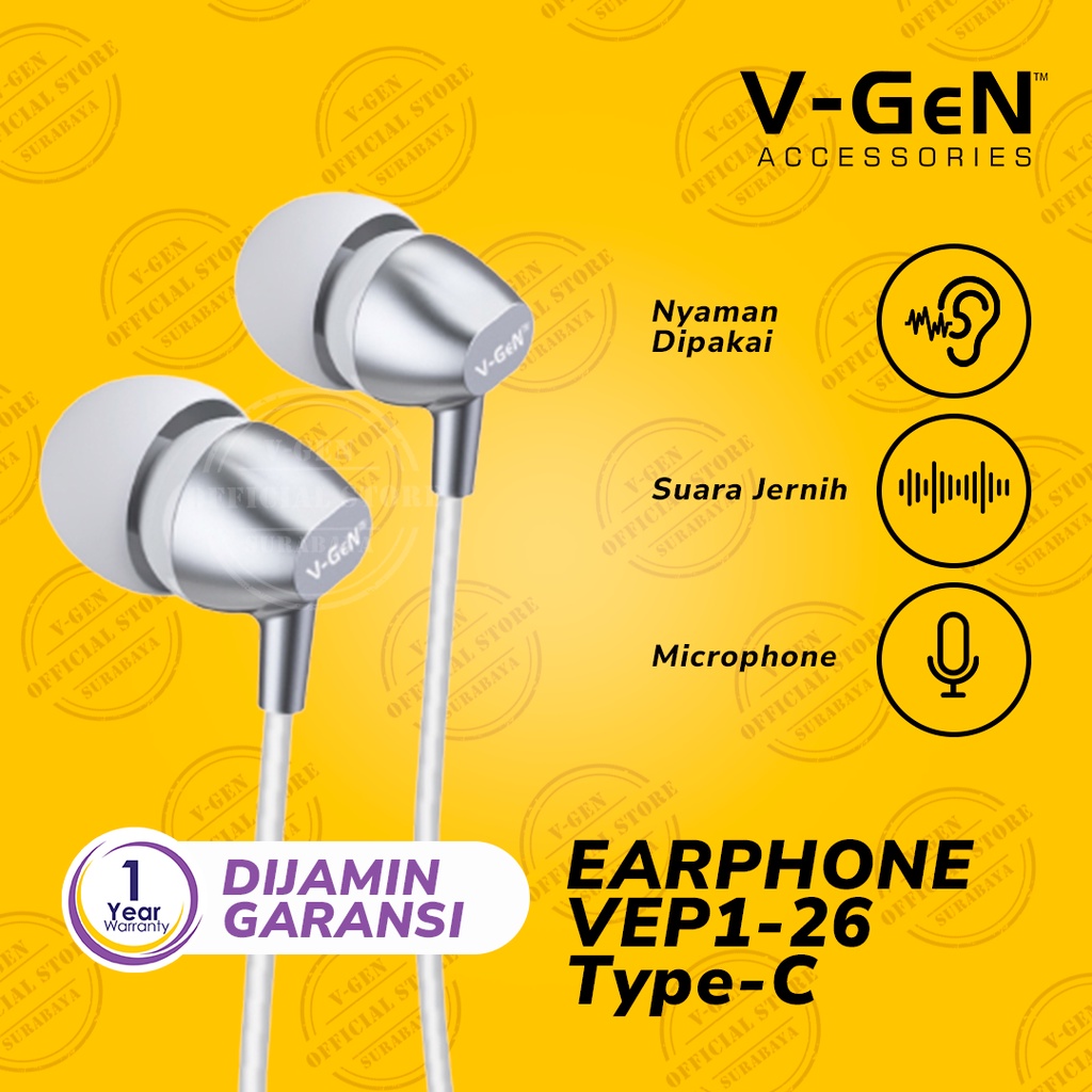 Earphone V-GeN VEP1-26 Wired Earphone Type C Deep Bass Stereo