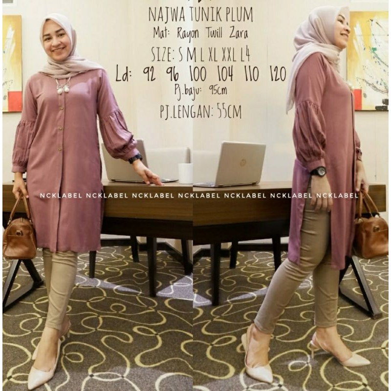 Najwa Tunik Bahan Rayon Twill Zara by NCK Ready Stock