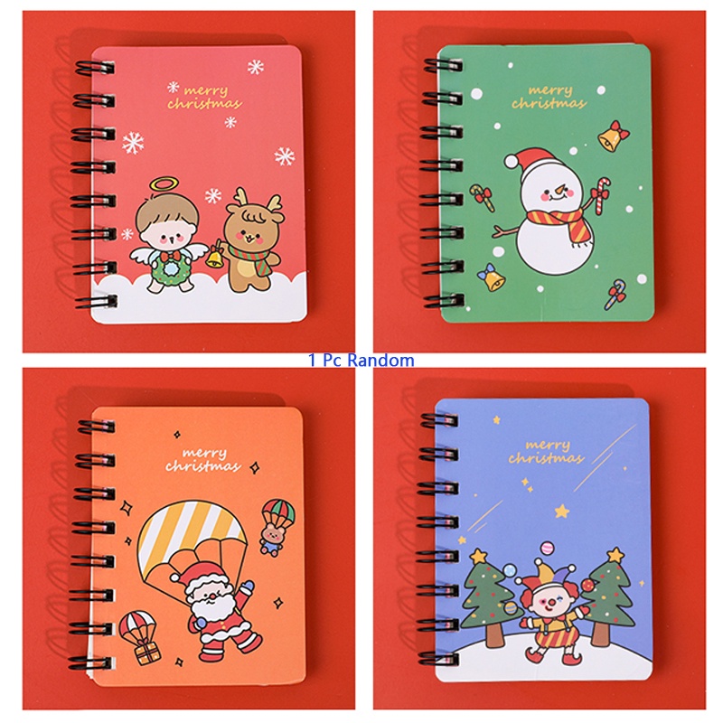 80 Lembar A7 Buku Notebook / Catatan Saku Mini Portable Motif Kartun Natal