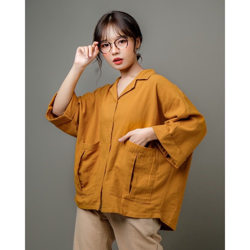 ALEXA KEMEJA LINEN CIGARATTE PREMIUM WANITA