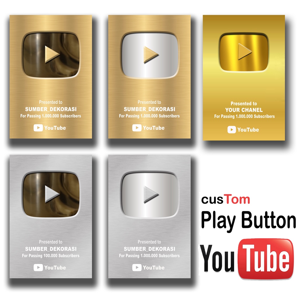 PLAY BUTTON YOUTUBE CUSTOM (NAMA KAMU)