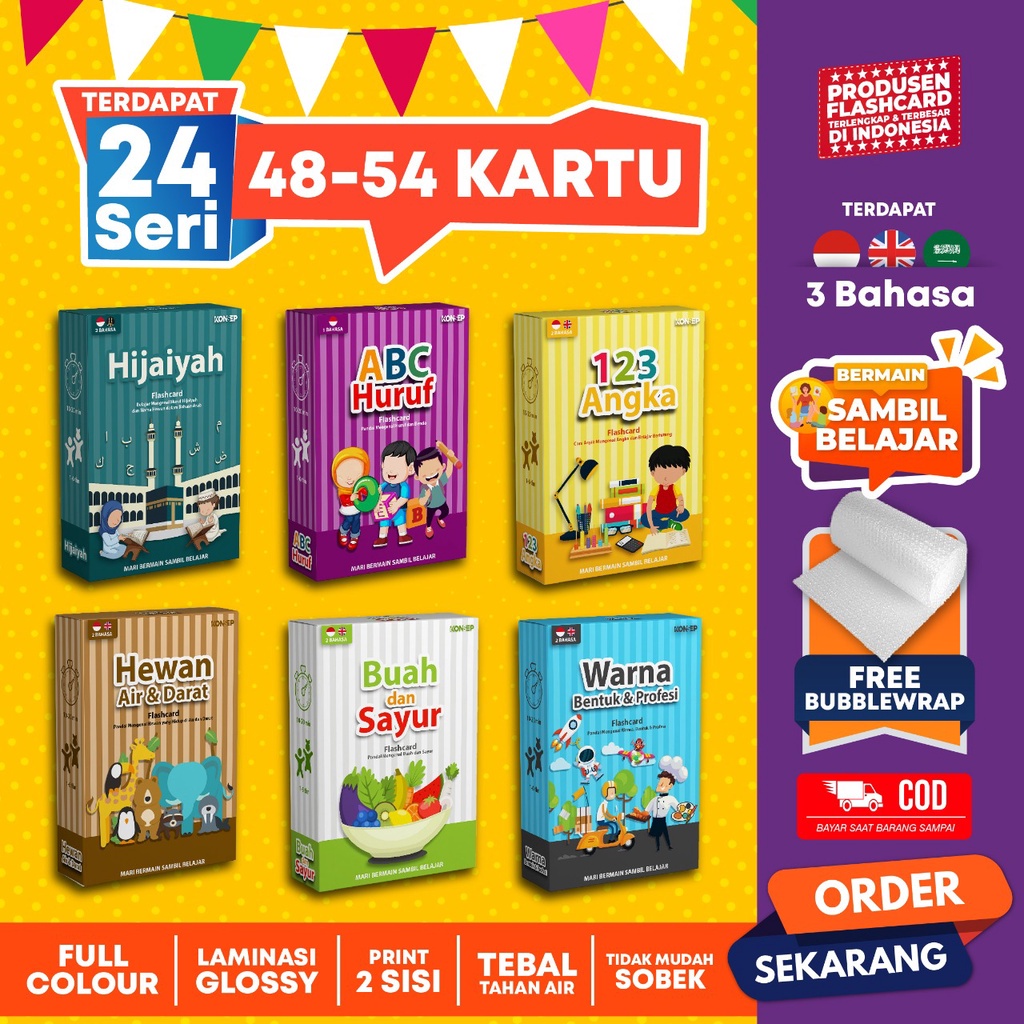 Konsep Flashcard / Flash Card / Mainan Edukasi Kartu Pintar Anak Balita Lengkap