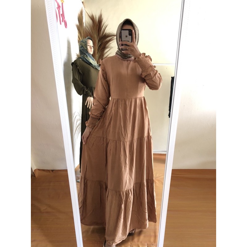 gamis ruffle tangan karet