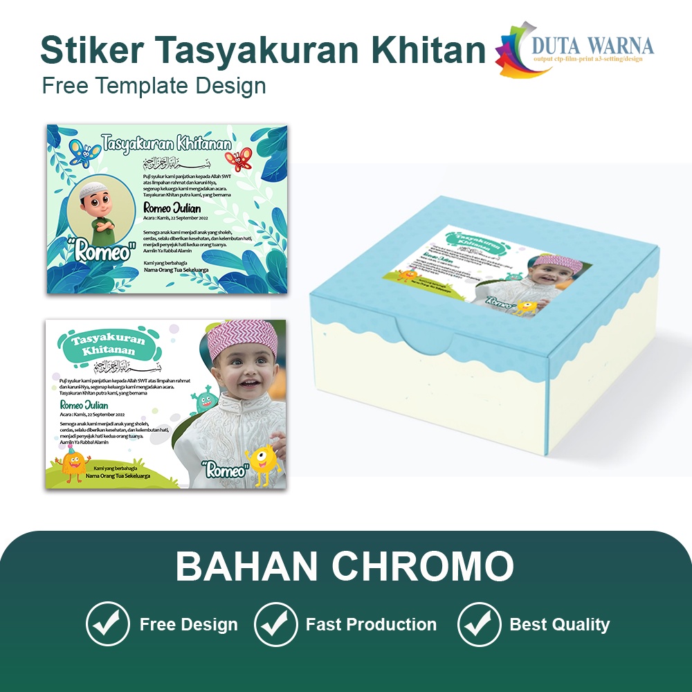 

STIKER SYUKURAN KHITANAN / STIKER KHITANAN NASI BOX / STIKER TASYAKUR KHITANAN / STIKER KHITAN / STIKER KHITANAN / KARTU UCAPAN KHITANAN BAHAN CHROMO
