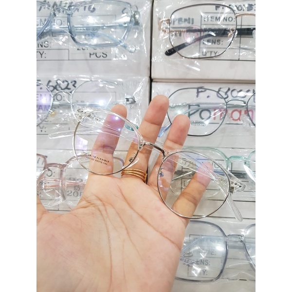 kacamata bulat plastik besi AB5165 anti radiasi blueray photocromic bluechromic