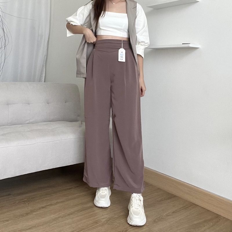 Premium Celana Kulot Wanita Anti Kusut - Loose Pants Trousers Celana Kantor Jiwoo Pants