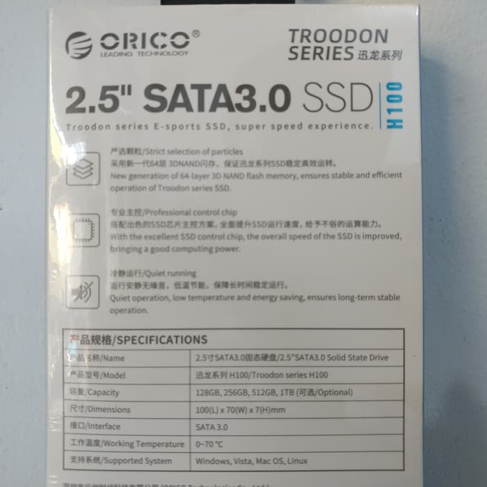 ORICO H100 SSD 256GB 2.5-Inch SATA 3.0 TROODON SERIES - H-100 256GB Sata 3 Orico