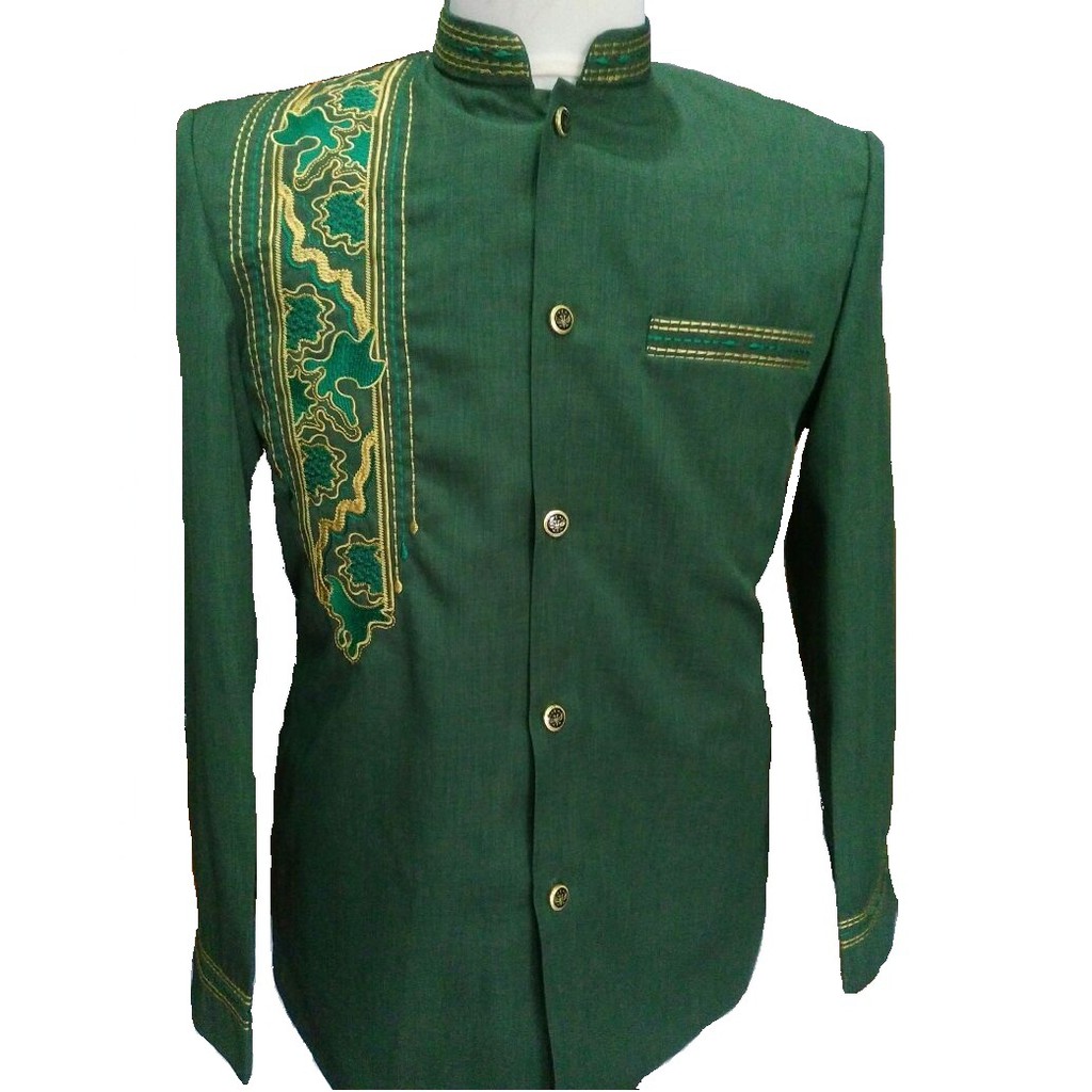 Jasko Tasik Warna Hijau Motif Sorban Bordir Berkualitas Modern / Busana Muslim / Baju Koko / COD