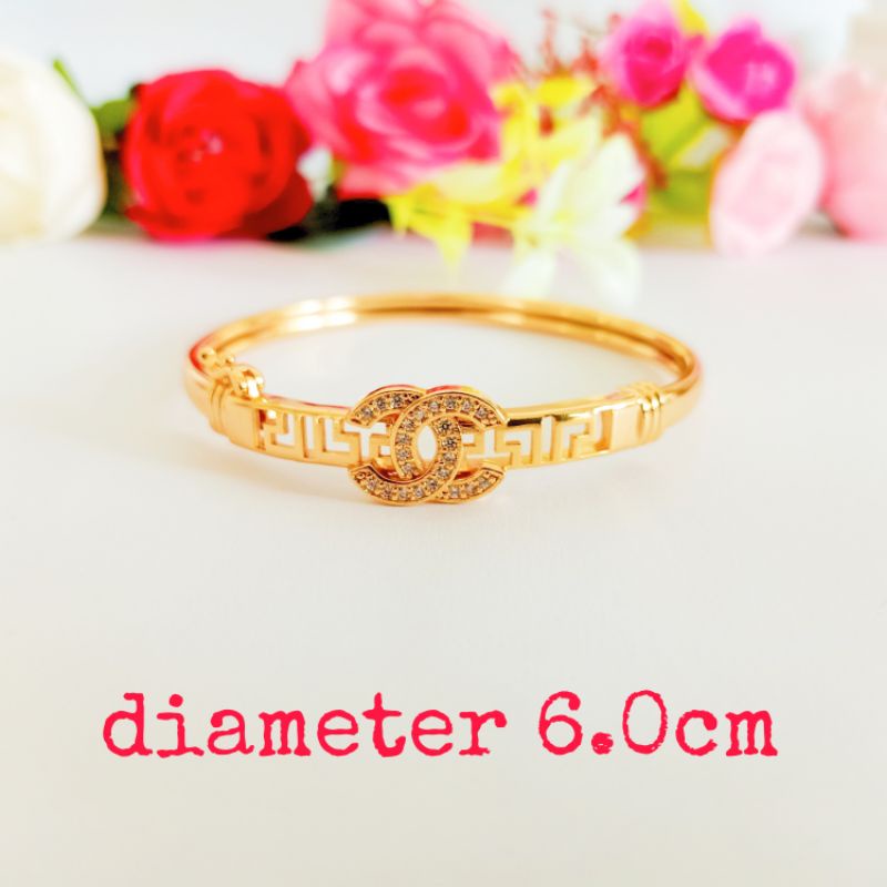 COD GELANG TITANIUM WANITA MODEL CHANNEL/GELANG PERHIASAN LAPIS EMAS