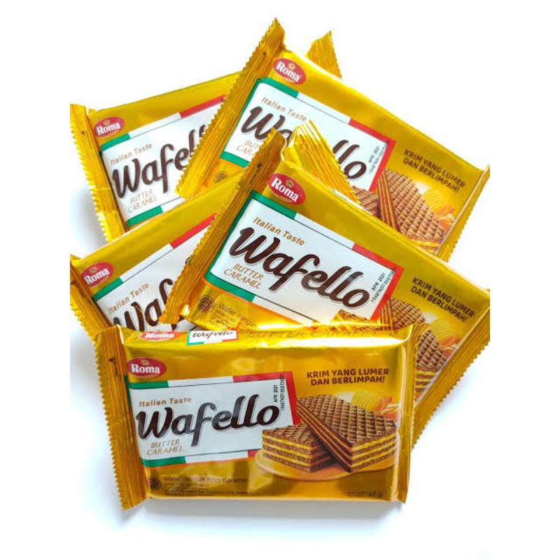 

BISKUIT ROMA WAFER WAFELLO BUTTER CARAMEL / CHOCO BLAST SNACK KEKINIAN ENAK MURAH