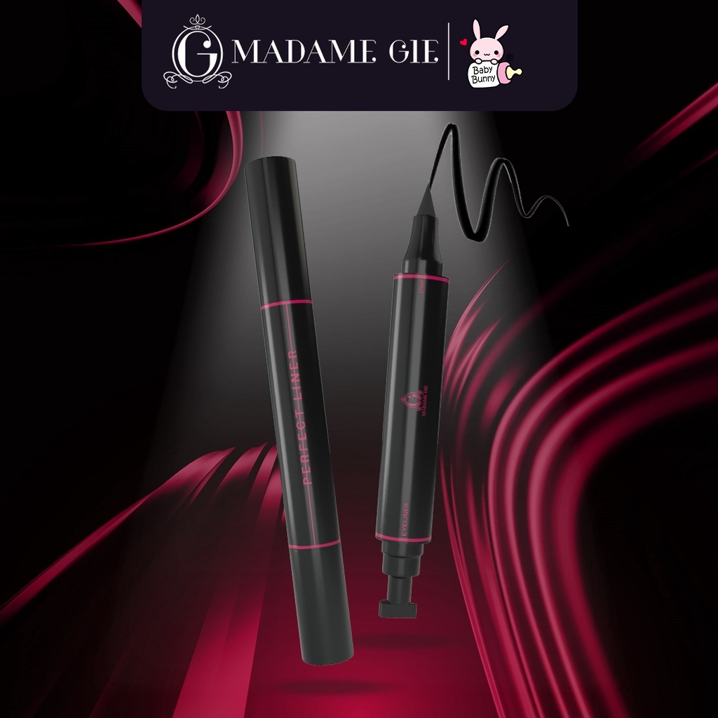 ❤ BELIA ❤ MADAME GIE Perfect Liner 2in1 - 3g | Eyeliner Black + Stamp | Liner | Waterproof | Smudgeproof Tahan Lama Pigmented BPOM