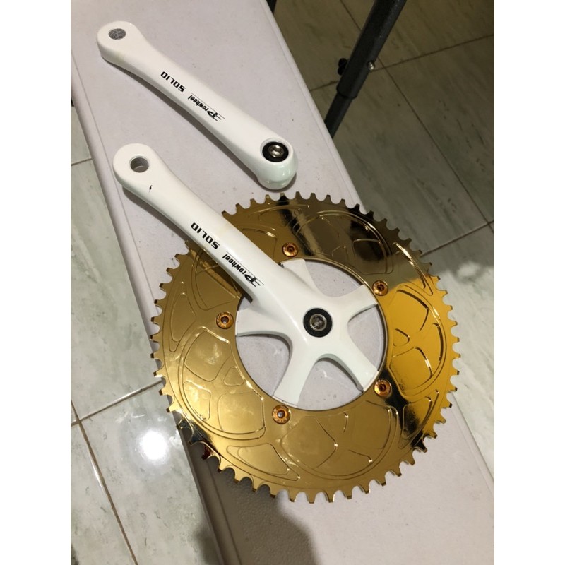 Prowheel Solid Crankset 170mm BB Kotak Chainring 56T Bolany Gold/ Rainbow Alloy