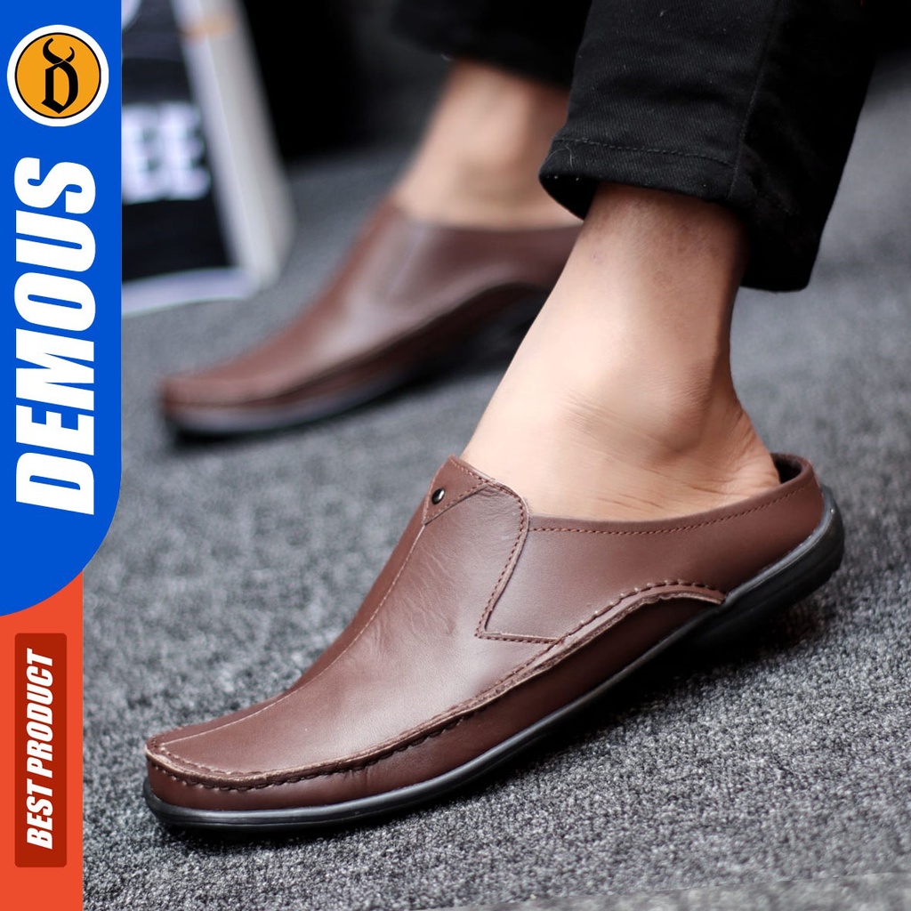 DEMOUS Akagi - Sepatu Sandal Pria Bustong Casual Kulit Asli