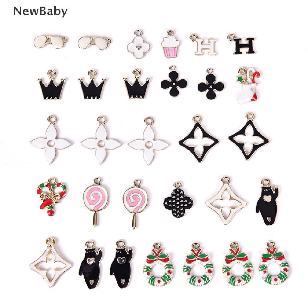 NewBaby 30Pcs/Set Mixed Style Alloy Enamel Charms Bracelet Pendant DIY Jewelry Findings ID