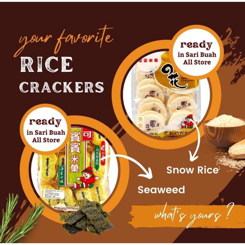 

Bin Bin rice creakers/kue beras/camilan beras/Seaweed/Original/snow