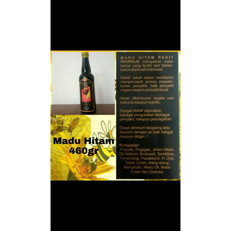 

Madu Hitam Pahit Propolis Herbal 460gr 100% asli original