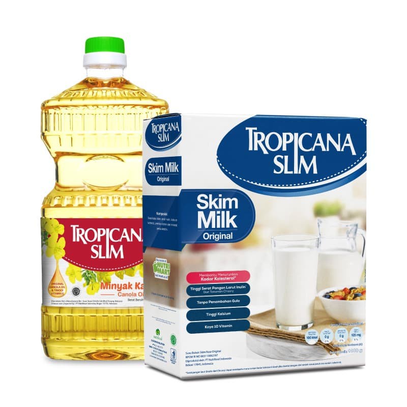

PROMO TROPICANA SLIM MINYAK KANOLA 946ML + SKIM MILK ORIGINAL 1KG TERMURAH