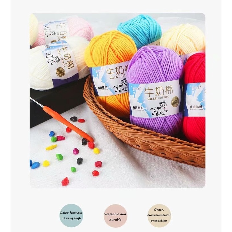 (No 1-100) Grosir Benang Gembul Benang Rajut Katun Susu 5 Ply Milk Cotton Import PART 1