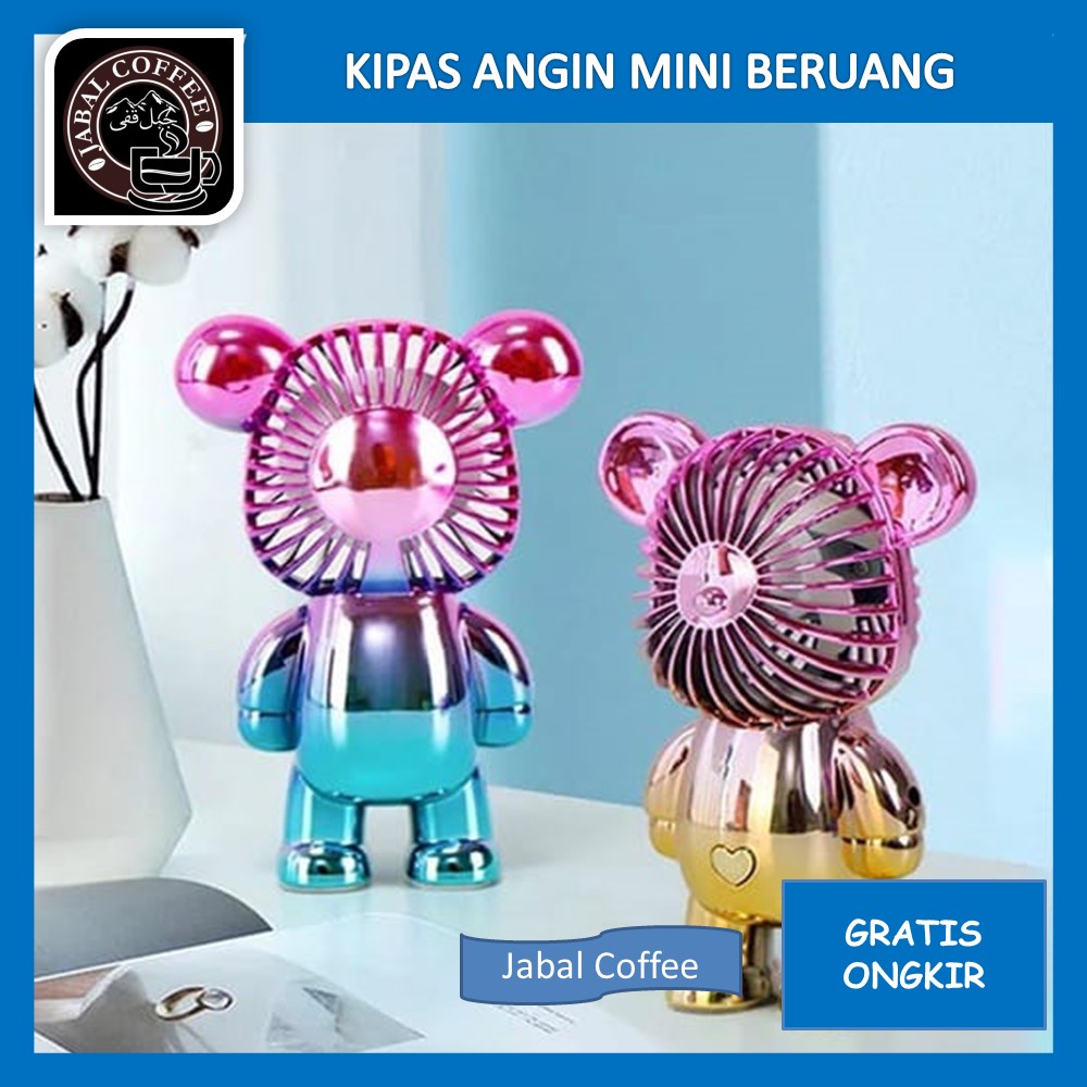 Kipas Angin Mini Portable / Kipas Angin Mini Bentuk Beruang / Kipas Karakter Bearbrick Gradasi Warna / Kipas Angin Teddy Bear