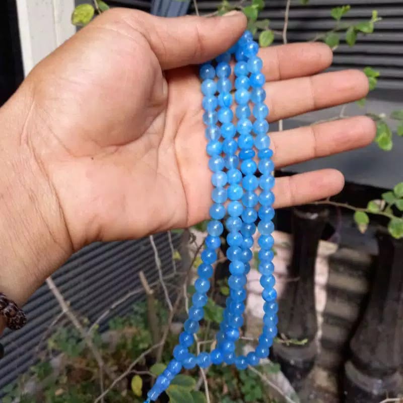 Tasbih batu asli 9mm tasbih batu giok biru asli tasbih batu giok original tasbih giok langka