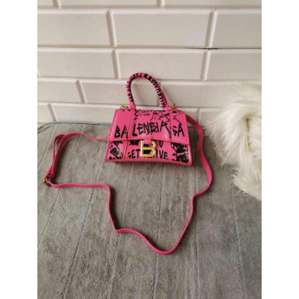 BALEN HOURGLASS TOP HANDLE BAG / balenciaga leather  top handle bag