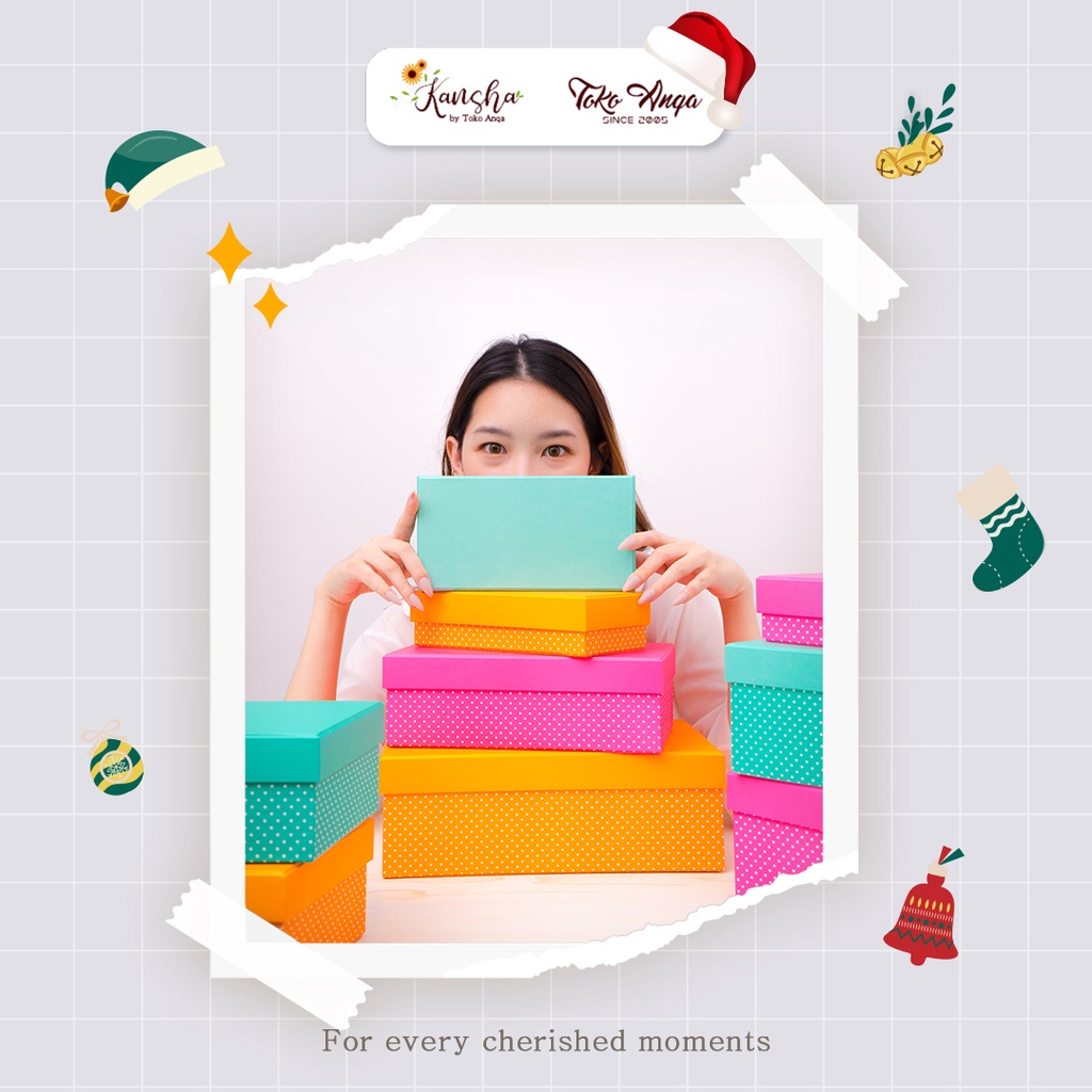 

TOKO ANQA-Gift box Kotak Kado Persegi Polkadot S - 20 x 10 x 5 cm