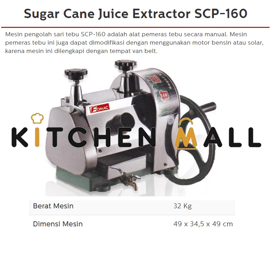 FOMAC SCP-160 Mesin Pemeras Tebu - Mesin Penggiling Tebu Manual