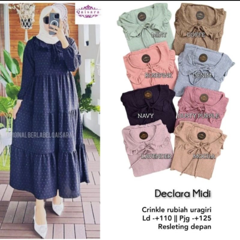 declara midi / latanza midi ori qaisara ld 110 bahan cringkel rubiah premium