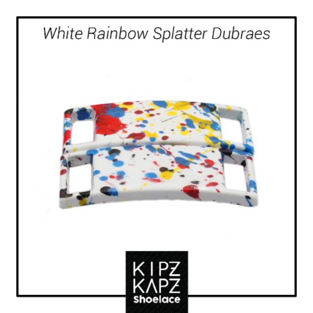 Dubraes shoelace black/white rainbow splater