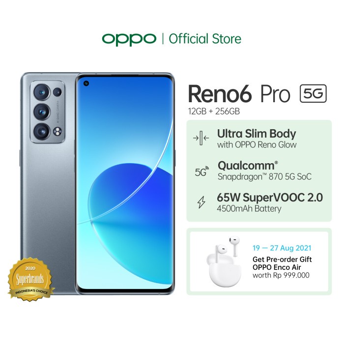OPPO Reno6 Pro 5G Smartphone 12GB/256GB (Garansi Resmi)